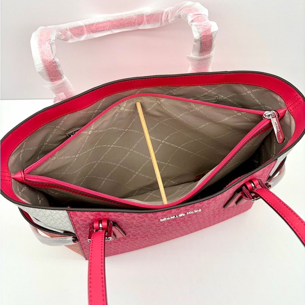 Michael Kors Pink and White Tri-Tone MK Logo Tote - Picture 9 of 15